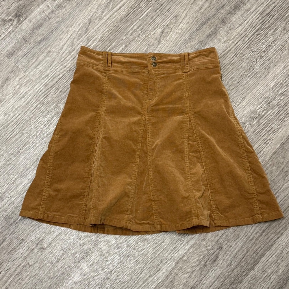 Sahalie‎ Corduroy A-Line Skirt Tan Brown Cotton Blend Size 8